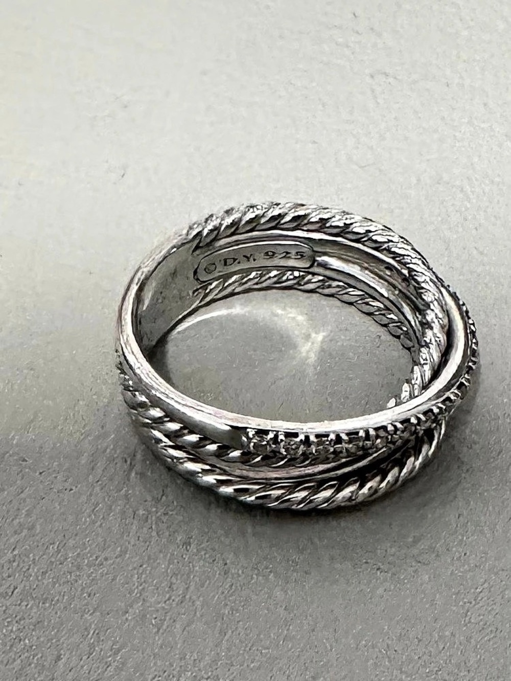 David Yurman Crossover Ring with Diamonds in Sterling Silver